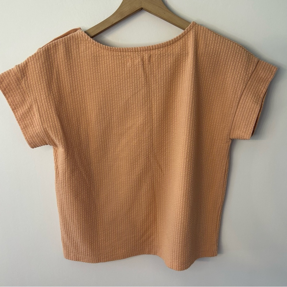 Madewell Women’s Seersucker Button-Shoulder Top in Antique Coral, Size Small - Picture 6 of 8